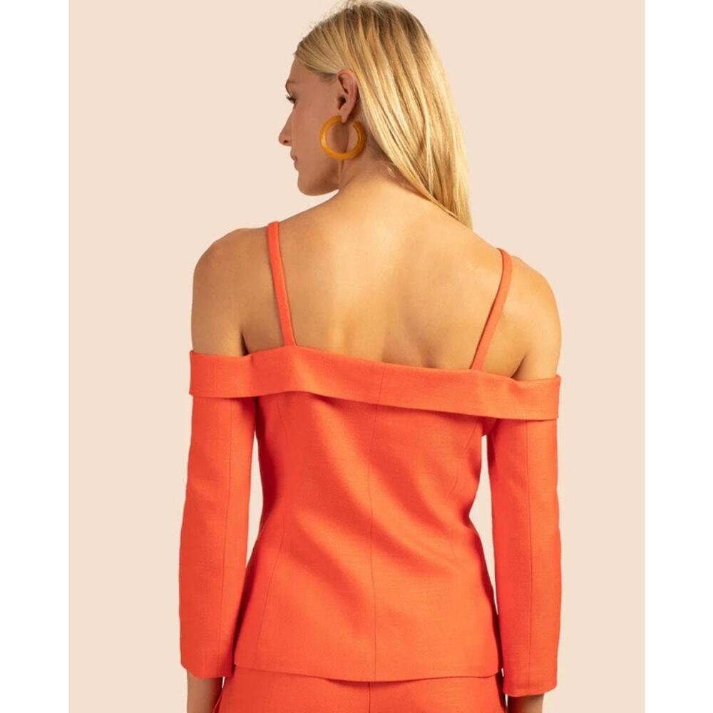 TRINA TURK Laine Jacket Top Size 6 NWT Button Down Cold Shoulder Orange - Picture 2 of 16